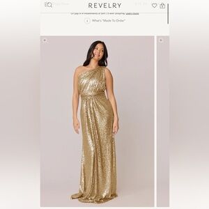 Revelry Starla Sequin Dress Gold One Shoulder Dress Size 6